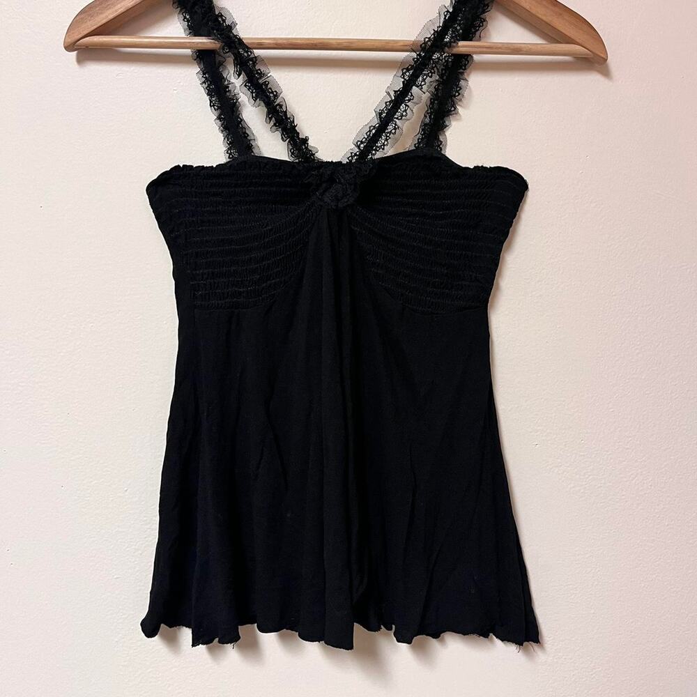 Black lace trim strappy top
